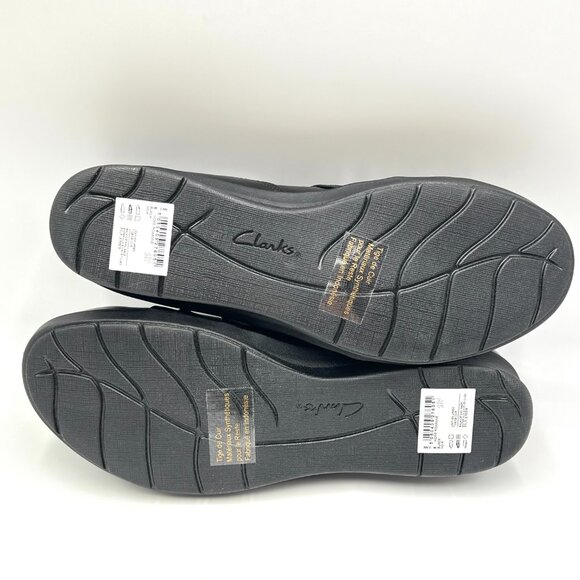 8N 8 NARROW WIDTH Clarks Hope Roxanne Black Leather Loafers‎ Comfort Shoes - Picture 9 of 12